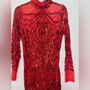 Fashion Nova Red Sequin Dress, Size XL